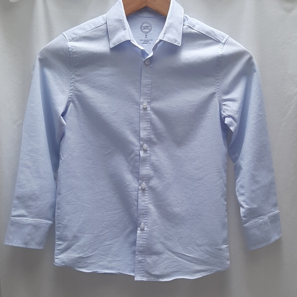 Boy’s Wonder nation blue textured lg sleeve shirt